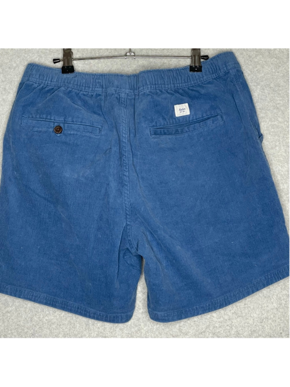 Katin Mens Large Blue Corduroy Shorts Elastic Waist Drawstring Surf Casual - Picture 3 of 10